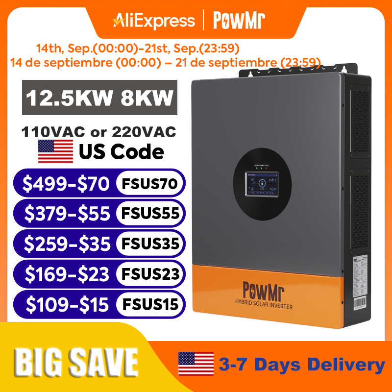 PowMr 12.5KW 8KW Split Phase I - Drone Solar Charger recension och pris